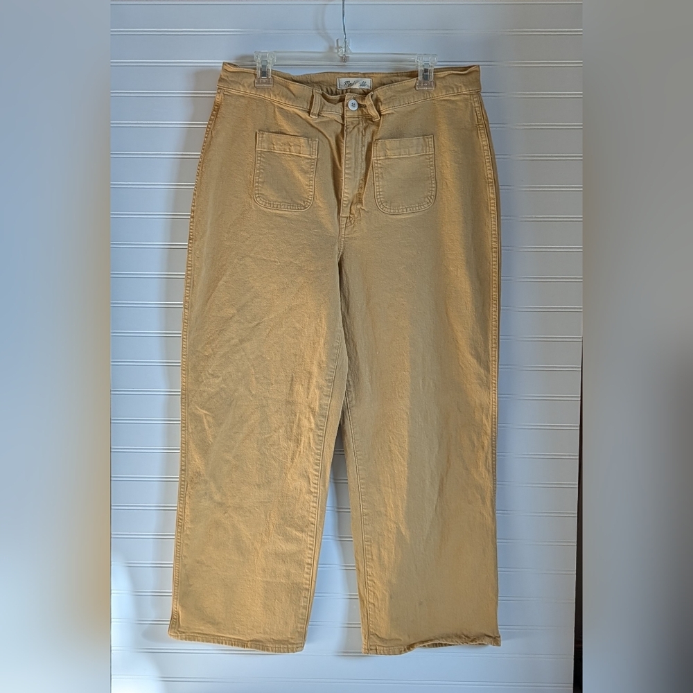 Madewell The Perfect Vintage Wide-Leg Crop Pants, mustard color, Sz 32